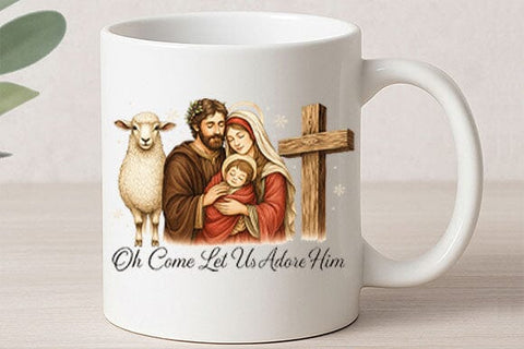 Oh Come Let Us Adore Him PNG Christian Nativity Christmas Design SVG BillahCrafts 