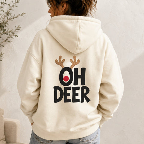 Oh Deer Christmas Embroidery Design – Funny Reindeer Antlers Holiday Machine Embroidery File Embroidery/Applique DESIGNS PatternFeed8 