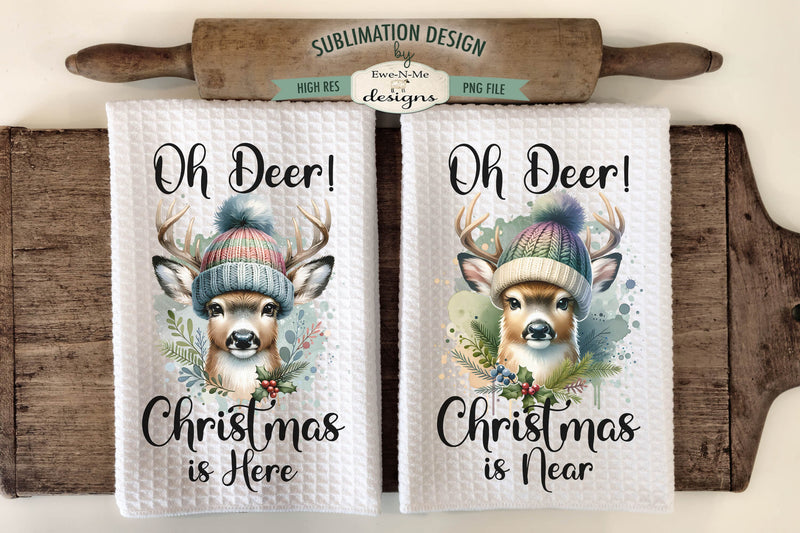 Oh Deer Christmas PNG | Kitchen Towel Sublimation Designs Sublimation Ewe-N-Me Designs 