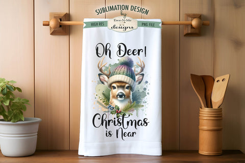Oh Deer Christmas PNG | Kitchen Towel Sublimation Designs Sublimation Ewe-N-Me Designs 