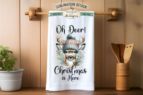 Oh Deer Christmas PNG | Kitchen Towel Sublimation Designs Sublimation Ewe-N-Me Designs 