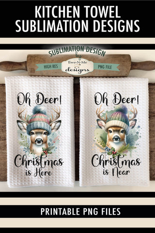 Oh Deer Christmas PNG | Kitchen Towel Sublimation Designs Sublimation Ewe-N-Me Designs 