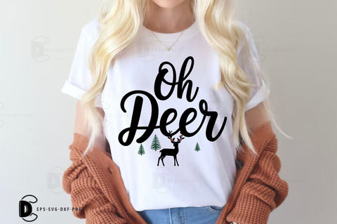 Oh Deer, Christmas Quote SVG T-shirt SVG FiveStarCrafting 