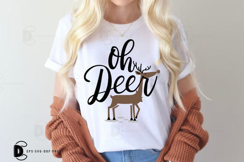 Oh Deer, Christmas Quote SVG T-shirt SVG FiveStarCrafting 