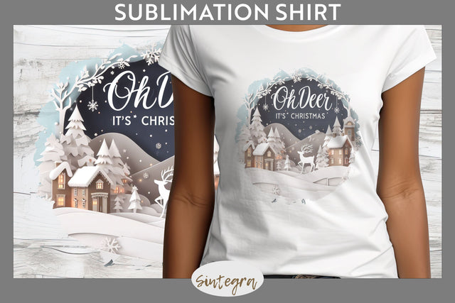 Oh Deer, It' s Christmas T-shirt Sublimation Sublimation Sintegra 