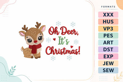 Oh Deer It's Christmas Reindeer Embroidery Design Embroidery/Applique DESIGNS sg embroidery 