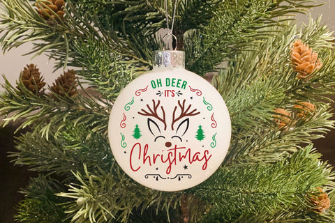 Oh Deer It's Christmas SVG Round Sign SVG CraftLabSVG 