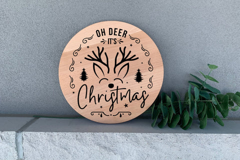 Oh Deer It's Christmas SVG Round Sign SVG CraftLabSVG 