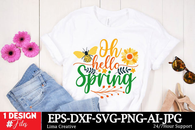 Oh Hello Spring SVG Cut File, SpringT-shirt Design , Spring T-shirt Design, Spring SVG CUt File, Spring Sublimation SVG Insomnia Std 