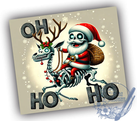 Oh Ho Ho, Christmas Skeleton, 20oz Tumbler, Holiday Humor, PNG File, Sublimation Design, Funny Christmas Tumbler, Skeleton Decor Sublimation ToriDesigns 