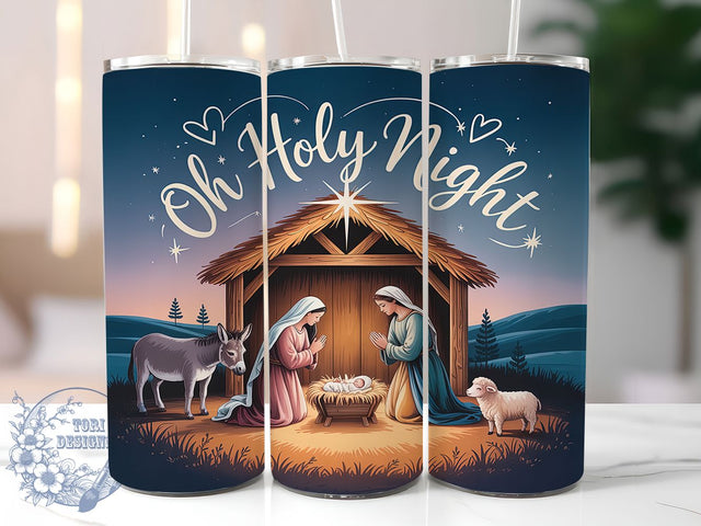 Oh Holy Night Nativity Tumbler, Oh Holy Night Wrap, Religious Mug Design, Sublimation Wrap, Festive Drinkware, Faith Gift Idea, Spiritual Holiday Cup Sublimation ToriDesigns 