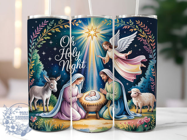 Oh Holy Night Nativity Tumbler, Oh Holy Night Wrap, Religious Mug Design, Sublimation Wrap, Festive Drinkware, Faith Gift Idea, Spiritual Holiday Cup Sublimation ToriDesigns 