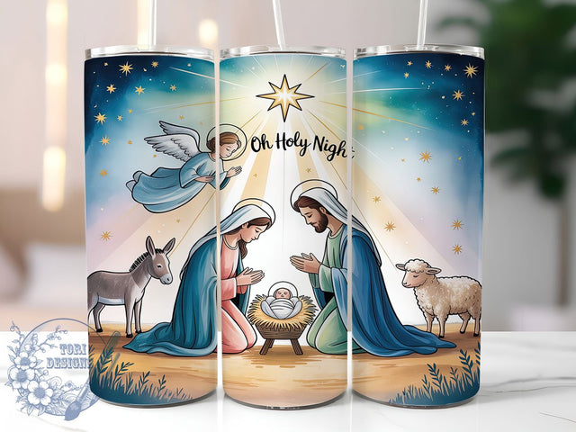 Oh Holy Night Nativity Tumbler, Oh Holy Night Wrap, Religious Mug Design, Sublimation Wrap, Festive Drinkware, Faith Gift Idea, Spiritual Holiday Cup Sublimation ToriDesigns 