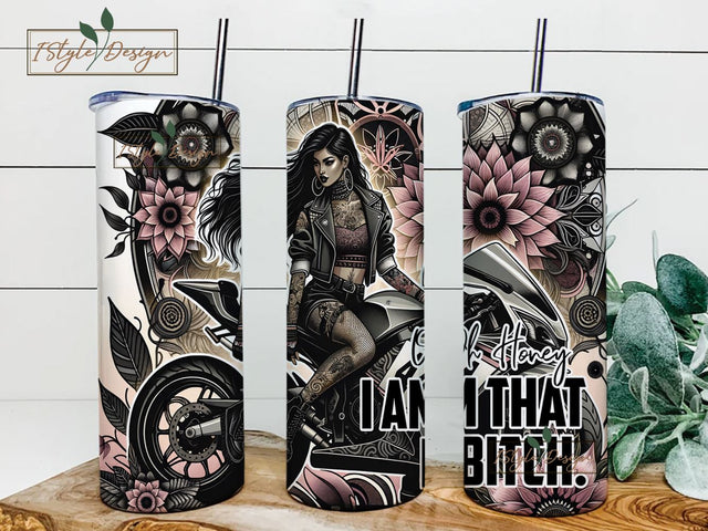 Oh Honey I am that bitch 20oz Skinny Straight Tumbler Sublimation Design, Tumbler Wrap For Her PNG, Digital Download Sublimation iStyleDesign 
