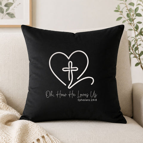 Oh How He Loves Us Ephesians 2:4-8 Machine Embroidery Design – Christian Cross Heart Faith Embroidery File Embroidery/Applique DESIGNS PatternFeed8 