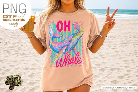 Oh Whale png, Girly Coastal Summer Whale Design DTF Sublimation The Vintage Signs Shop 