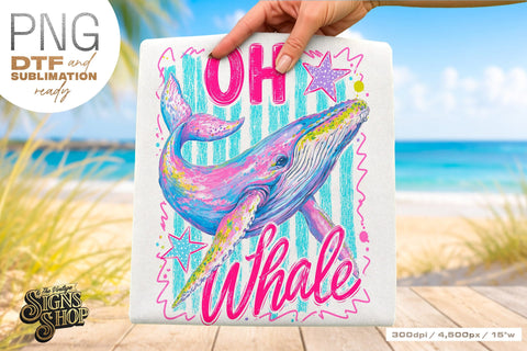 Oh Whale png, Girly Coastal Summer Whale Design DTF Sublimation The Vintage Signs Shop 