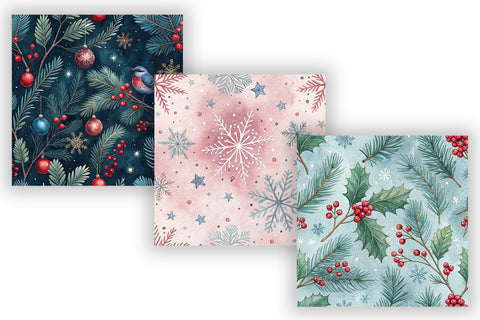 Oh What Fun Winter Digital Paper Pack, Seamless Watercolor Pattern Bundle, Printable Scrapbook Paper, Cozy Festive Design Collection Digital Pattern FloridPrintables 