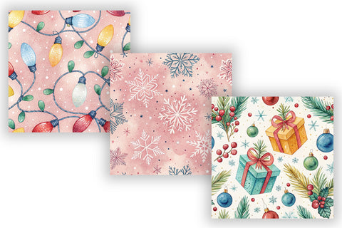 Oh What Fun Winter Digital Paper Pack, Seamless Watercolor Pattern Bundle, Printable Scrapbook Paper, Cozy Festive Design Collection Digital Pattern FloridPrintables 