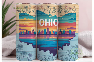Ohio Sunset Floral 20oz Tumbler Wrap Sublimation PixelChick 