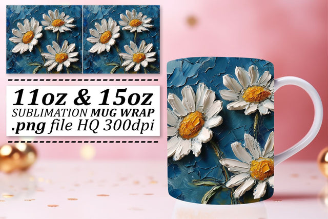 Oil Painted Flower Magic for Your Sublimation Mug - 11oz & 15oz Wrap Sublimation afrosvg 