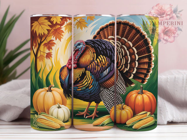Oil Painting Thanksgiving Turkey Tumbler, Oil Painting Style Wrap, Autumn Sublimation PNG, Rustic Farmhouse Style, 20oz Tumbler Sublimation, Holiday Harvest Design, Artistic Turkey Aesthetic Sublimation Li Zamperini 