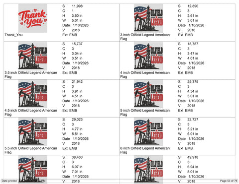 Oilfield Legend American Flag Embroidery Design – Patriotic Oil Rig Pumpjack Oil and Gas Worker Machine Embroidery File Embroidery/Applique DESIGNS PatternFeed8 