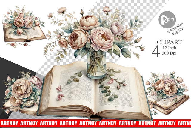 Old Book Clipart Sublimation artnoy 