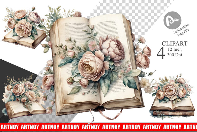 Old Book Clipart Sublimation artnoy 