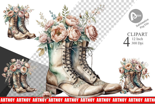 Old Boots Clipart Sublimation artnoy 
