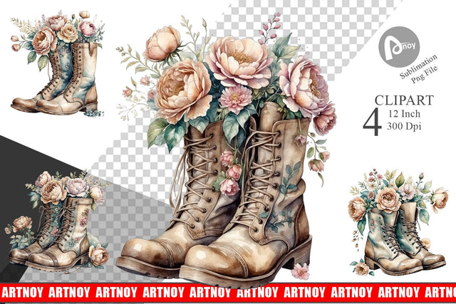 Old Boots Clipart Sublimation artnoy 