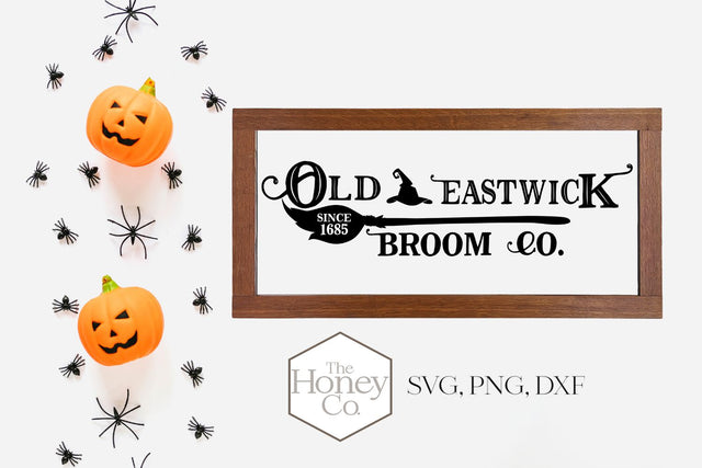 Old Eastwick Broom Co SVG PNG DXF Halloween Witch Vintage Style Sign Instant Download Silhouette Cricut Cut Files Cutting Machine Vector SVG The Honey Company 