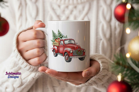 Old Farm Christmas Red Truck PNG | Christmas Sublimation Design PNG Sublimation Sublimatiz Designs 