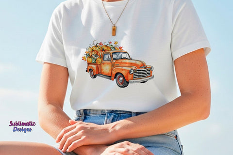 Old Farm Truck with Pumpkins PNG Sublimation Sublimatiz Designs 