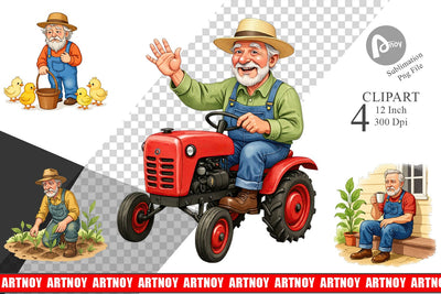 Old Farmer Clipart Sublimation artnoy 
