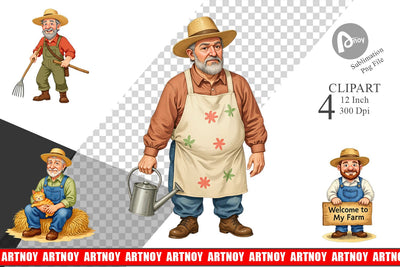 Old Farmer Clipart Sublimation artnoy 