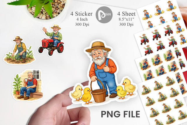 Old Farmer Sticker Sublimation artnoy 