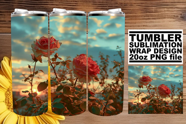 Old-fashioned Blossom Symphony: Vintage Tumbler Design Sublimation afrosvg 