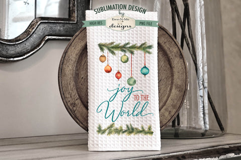 Old Fashioned Christmas Garland Kitchen Towel Sublimation Design - Deck The Halls - Joy To The World Sublimation Ewe-N-Me Designs 
