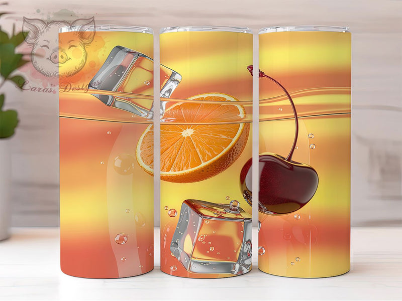 Old Fashioned Cocktail Tumbler, Realistic Cocktail Sublimation Design, Whiskey Glass Pattern Art, 20oz Cocktail Lover Tumbler, Classic Bar Drink Mug, Stylish Whiskey Cup, Vintage Cocktail Wrap Sublimation Lara' s Designs 