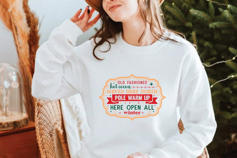 Old fashioned hot cocoa served here north pole warm up here open all winter SVG Angelina750 