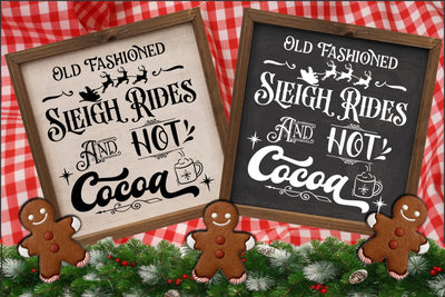 Old Fashioned Sleigh Rides- Christmas Farmhouse Sign SVG SVG Ikonart Design Shop 