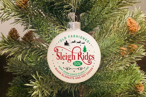Old Fashioned Sleigh Rides, Christmas Round Sign SVG SVG CraftLabSVG 