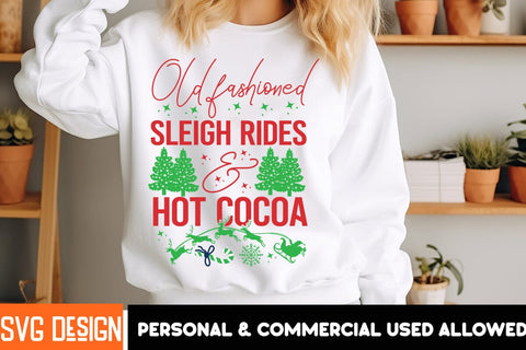 Old Fashioned Sleigh Rides & Hot Cocoa SVG Design,,Christmas SVG ,Christmas SVG Design, Christmas SVG Bundle,Farmhouse Christmas SVG,Funny Christmas SVG Design SVG BlackCatsMedia 