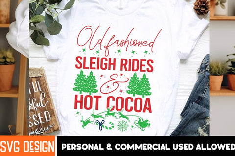 Old Fashioned Sleigh Rides & Hot Cocoa SVG Design,,Christmas SVG ,Christmas SVG Design, Christmas SVG Bundle,Farmhouse Christmas SVG,Funny Christmas SVG Design SVG BlackCatsMedia 
