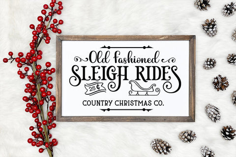 Old Fashioned Sleigh Rides Sign SVG I Christmas Sign SVG I SVG Happy Printables Club 