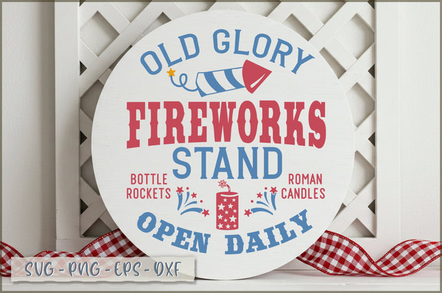 Old glory fireworks stand bottle rockets roman candles open daily Sign SVG Shetara Begum 