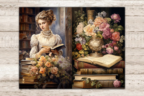 Old Library Junk Journal Pages | Vintage Journal Card SVG GlamArtZhanna 