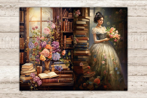 Old Library Junk Journal Pages | Vintage Journal Card SVG GlamArtZhanna 