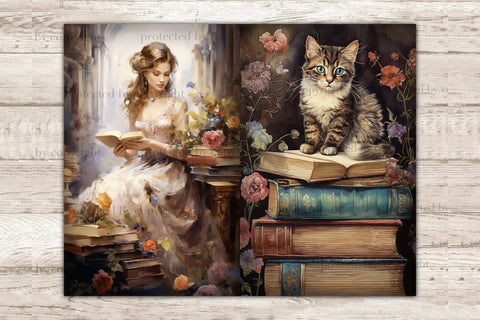 Old Library Junk Journal Pages | Vintage Journal Card SVG GlamArtZhanna 